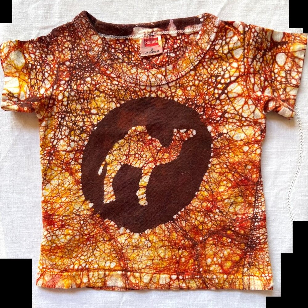 Baby/Toddler Tie Dye Camel Hanes T-Shirt Size 3 Up to 29 Lbs